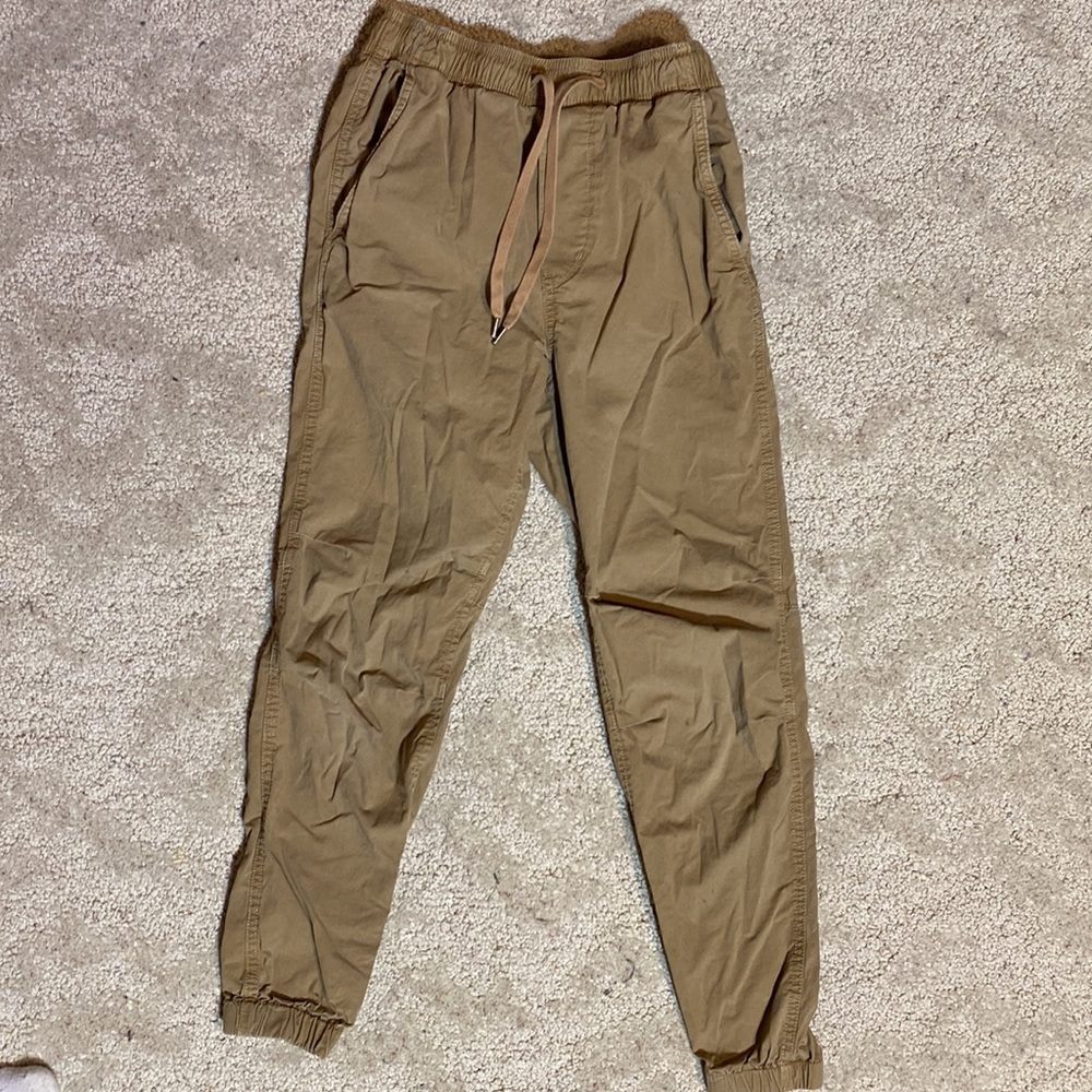 American Eagle Khaki Twill Joggers XXS